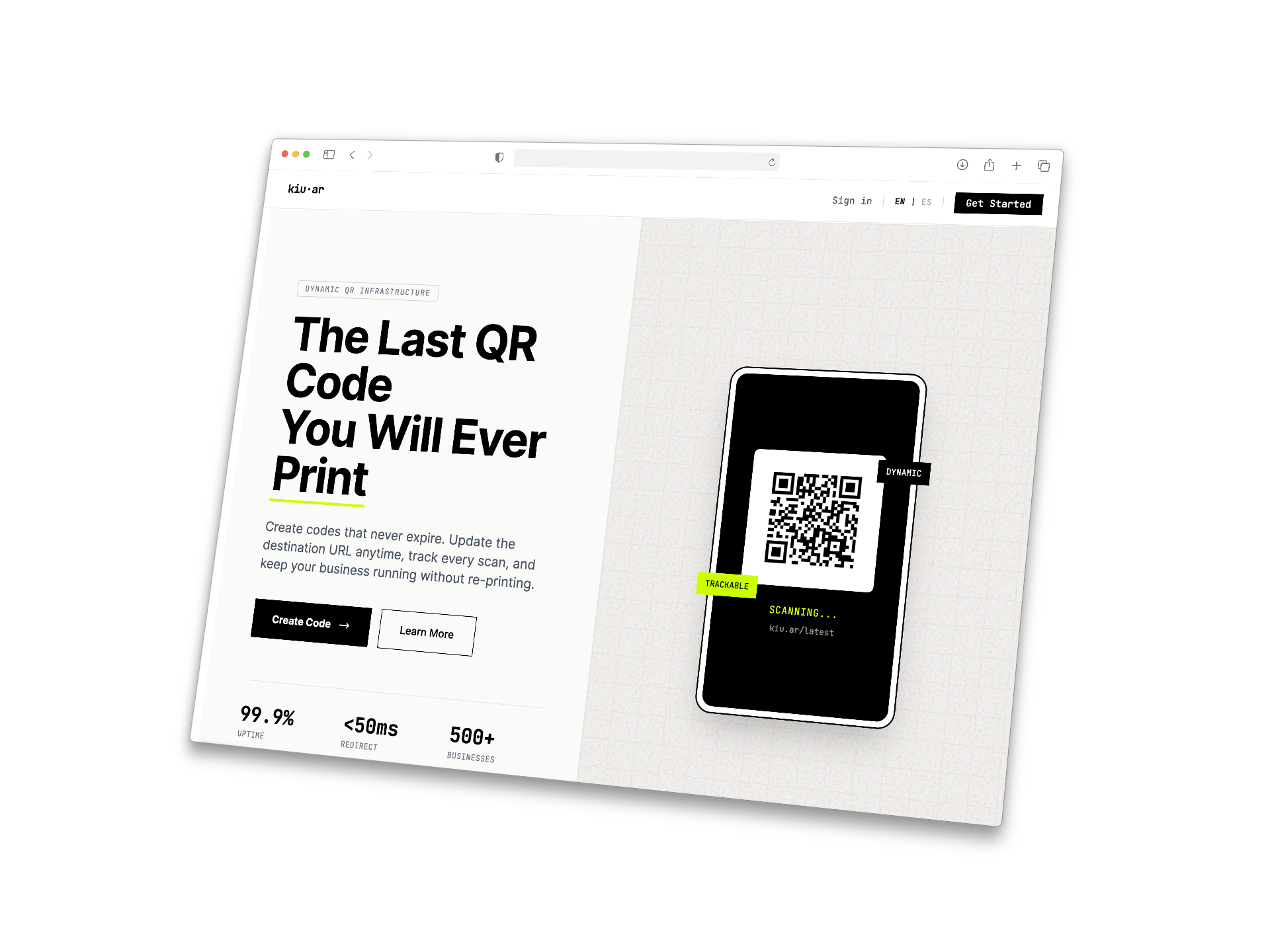 Kiuar website - example client work